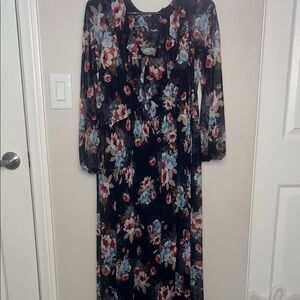 NY Collection Multicolor Floral Long Sleeve Dress